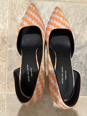 Dries Van Noten Heels Size EU 39 Orange White Stripe • $40