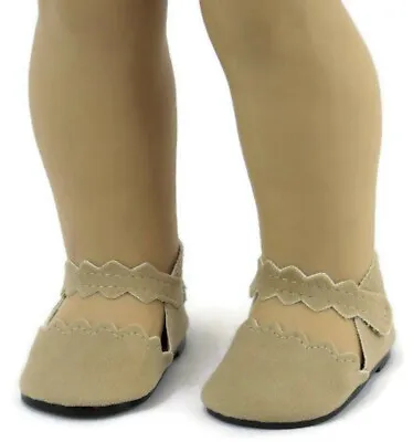 Tan Scalloped Dress Shoes Fits 18 Inch American Girl Doll Clothes • $5.64