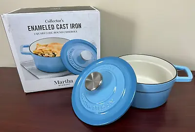 Martha Stewart -Collector's Enameled Cast Iron 2 Quart Round Casserole Pot(BLUE) • $44.95