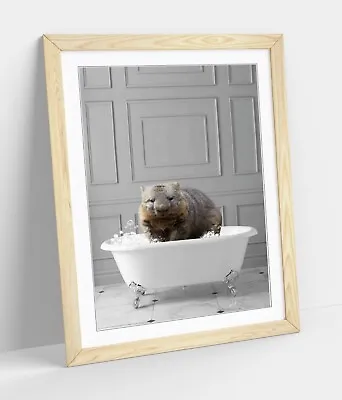 Wombat In Bath Panel Wall -art Framed Poster Picture Print Bathroom Artwork • £37.99