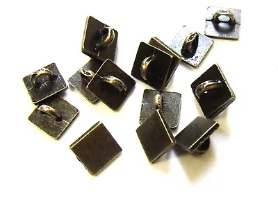 Metal Button 8x8mm Square Bronze Tone Shirt Decoration Military Style GothicStud • £3.67