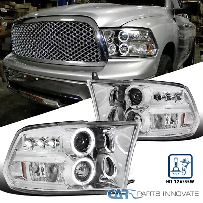 Fit 09-18 Dodge Ram 1500 2500 3500 Clear LED Halo Projector Headlamps+LED Lights • $175.95