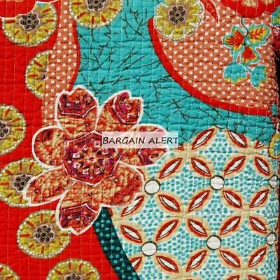 Floral Moroccan 3pc King Quilt Orange Teal Yellow Fuchsia Bohemian Zanzibar New • $159