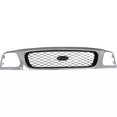 Grille For 97-98 Ford F-150 F-250 Chrome Shell W/ Silver Insert Plastic • $136.45