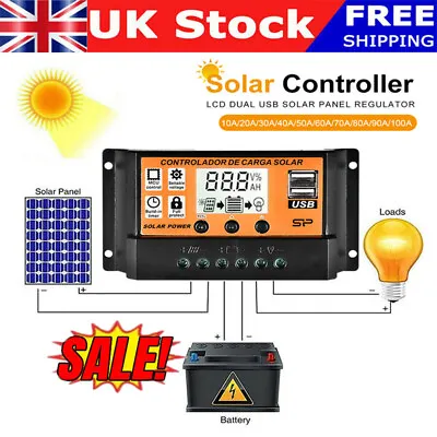 MPPT/PWM 100A Solar Panel Regulator Battery Charge Controller 12V/24V Dual UK! • £8.89
