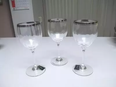 3 Mikasa Crystal Stephanie Platinum 7 1/8  Wine Goblets Or Glasses • $20