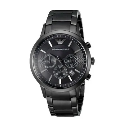 Emporio Armani Renato Chronograph Stainless Steel Black Mens Watch AR2453 • $175