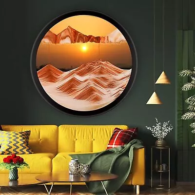 Moving Sand Art 3D Pictures Decoration 360° Rotate Glass Crafts Solid Wood Frame • $364.90