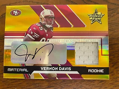 Vernon Davis 2006 Leaf Rookies & Stars ROOKIE MATERIAL JERSEY AUTO RC SSP #'d /5 • $129