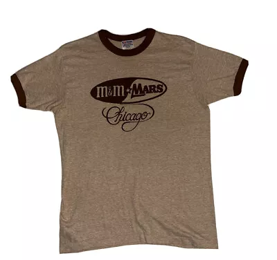 Vtg 80s 1982 Hanes USA M&M Mars M&M's Chicago Candy Brown Ringer T Shirt Sz M • $39.99