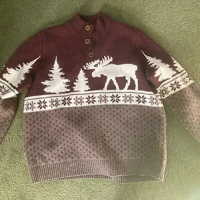 Duluth Trading Shetland Wool Sweater Moose Burgundy Winter Men's XL— Excellent • $44