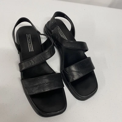 $19.99 • Buy Amanda Smith Black Sandals Shoes Women’s 8 M Strap Casual Formal