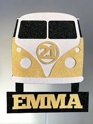 £4.50 • Buy VW Camper Van  Cake Topper Gift Party Birthday, Personalised, Name Age Yellow