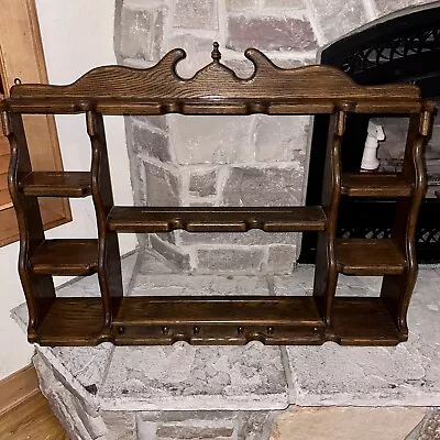 Vintage 36x26x7” Oak 9-Shelf Curio Cabinet Cabinet Gun/Bar/Kitchen/Spice Wooden • $89.65