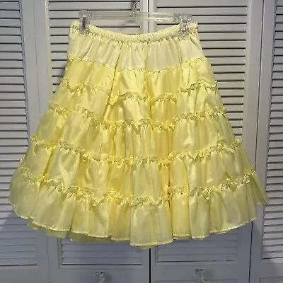 VTG Square Dance PETTICOAT Ruffle Skirt SUNNY YELLOW 20  Long - Waist 24-34  • $35