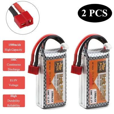 2 X 1500mAh 11.1V LiPo Battery With Deans T Plug For RC Car Drone Boat Airplane • £33.99