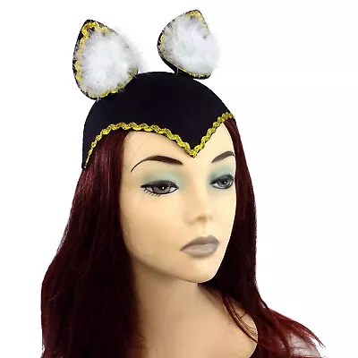 Black Pussy Cat Headpiece With Furry Ears Kitten Catwoman Costume Halloween • $8.51