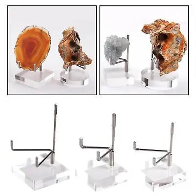 Clear Acrylic Display Stand Metal Arm Rack Shelf For Minerals Rocks Geode • £7.15