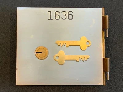 $29 • Buy Antique L.L. Bates Safety Deposit Box Door Lock Hinge 2 Keys Bank Safe Vault 