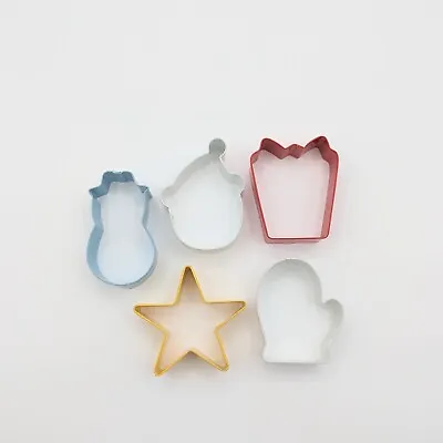 Christmas Cookie Cutters Mitten Santa Gift Wrapped Present Star Snowman Set 5 • $4.89