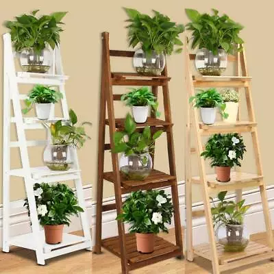 Ladder Shelving Unit 4 Tier Display Stand Book Shelf Wall Rack Storage 3 Colors • £28.79