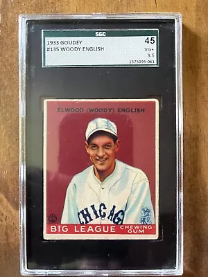 1933 Goudey Big League Chewing Gum - R319 #135 Woody English SGC 3.5 • $85