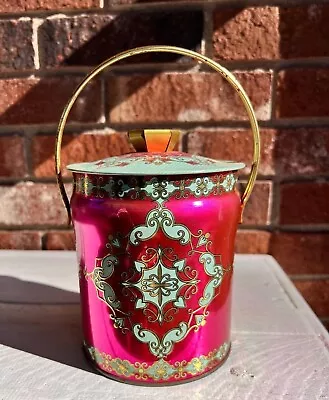 Vintage Murray Allen Regal Crown Decorative 1950s Tin Fuschia Pink Handle • $35