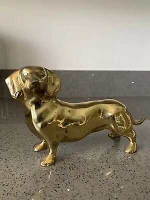 Brass Dachshund Sausage Dog Figurine Ornament • £10