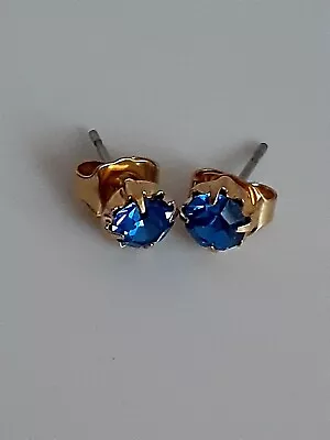 Vintage Avon Simulated Sapphire Birthstone Stud Earrings • $11.99