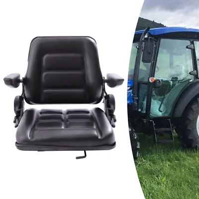 Universal Tractor Seat W/Slide Tracks Black For Kubota Bobcat John Deere Ford • $107.34