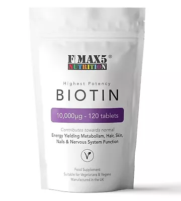 BIOTIN 120 Tablets 10000mcg Max Strength Healthy Hair Skin Nails Growth • £3.99