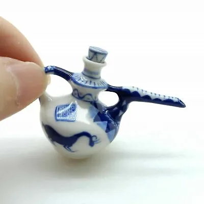 Miniature Traditional White Blue Ceramic Porcelain Teapot - TP018 • $5.95