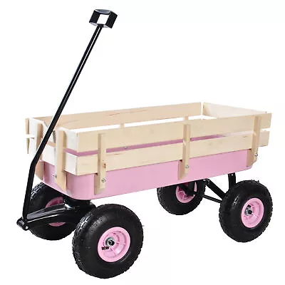 All-Terrain Pulling Wagon With Wood Railing Air Tires - Perfect For Kids • $115