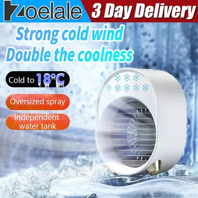 $19.89 • Buy Portable Mini Air Cooler Fan Air Conditioner Cooling Fan Humidifier Desk USB Fan