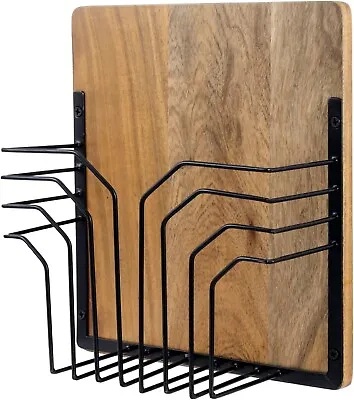 Brown Wood Magazine Display Rack Wall Mounted Office Document File Holder • $32.99