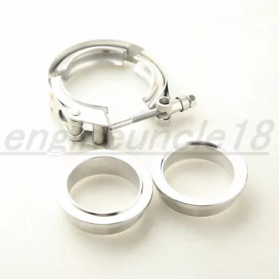 2.75  ID Stainless Steel Male/Female CNC Flange & Quick Release V-Band Clamp Kit • $25.50