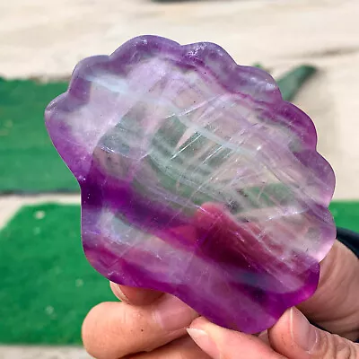 124G Natural Fluorite Quartz Carved Shell Bowl Crystal Spirit Therapy Gift • $0.99