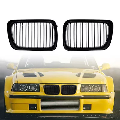 For 1997-1999 BMW E36 M3 328i 318is Front Bumper Kidney Grill Grille Gloss Black • $29.98