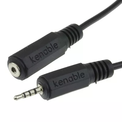 4 Pole 3 Bands 2.5mm Male -Female Jack Extension Audio/Video/Mic Cable Lead 0.5m • £2.75