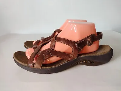 Merrell Agave Brown Leather Sandals Womens Size 11 Strappy Outdoor Activewear • $16.14