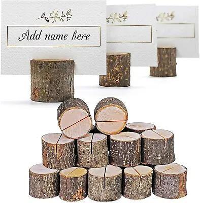 10 Pcs Rustic Wood Place Card Holders Name Stand Table Quality Tree Logs Wedding • £4.69