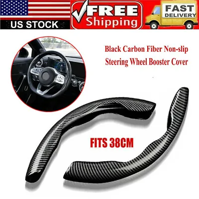 $9.99 • Buy 2x Carbon Fiber Universal Car Steering Wheel Booster Cover Non-Slip Accessories