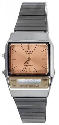 Casio Vintage Analog Digital Alarm Chrono Salmon Dial AQ-800ECGG-4A Unisex Watch • $64.39