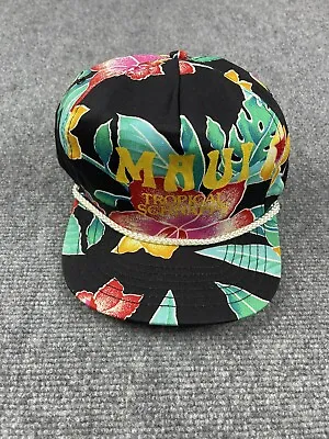 Vintage Maui Hawaii Hat Snapback Cap Floral All Over Print Tropical Schnapps 90s • $20