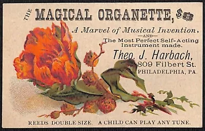 Philadelphia Magical Organette Theo. J. Harbach Victorian Trade Card W/ Vignette • $19.99