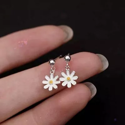 925 Silver Daisy Flower Stud Earrings Drop Dangle Jewelry Women Wedding Gift New • £3.42