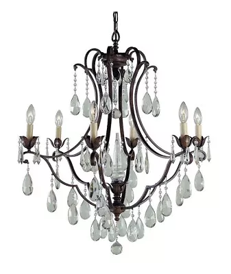 Feiss Maison De Ville Crystal Candle Chandelier British Bronze F1883/6BRB • $415