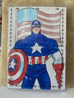 2019 Marvel Premier Dual Panel Sketch Captain America 1/1 By Spencer Douglas • $1.99