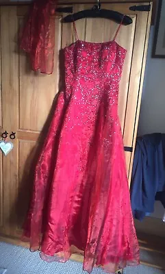 £90 • Buy Floor Length Red Sequin Prom Evening Night Dinner Gown Dress Size UK 12 14
