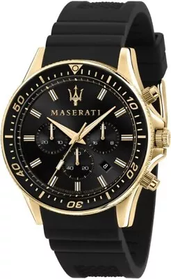 Maserati Sfida (R8871640001) Men's Black Silicone Chronograph Quartz Watch • $215.25